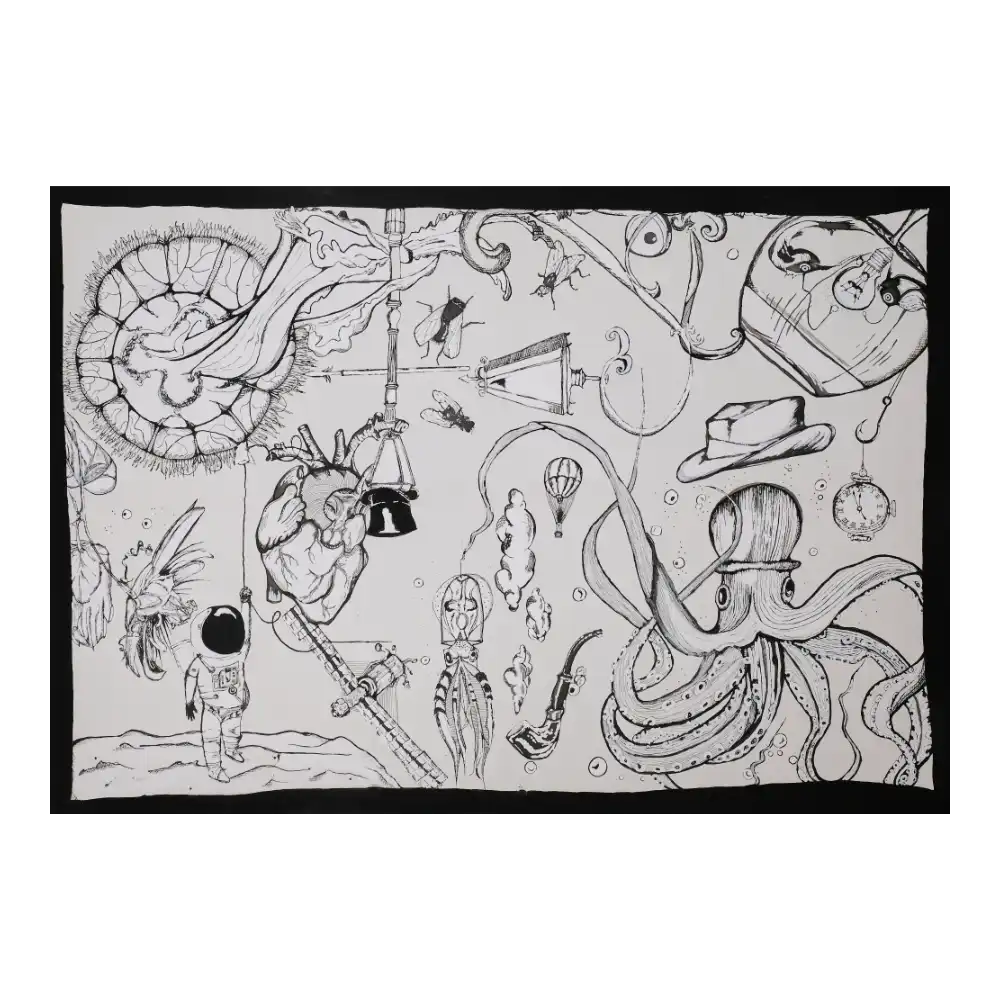 Tusche, Acryl, Leinwand, 100x70cm