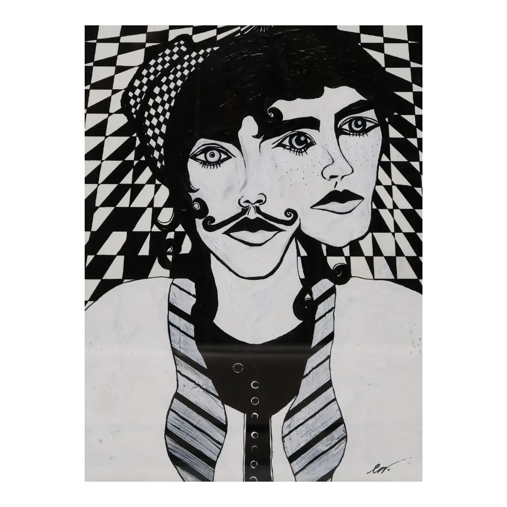 Acrylbild schwarz-weiß, auf Malpappe